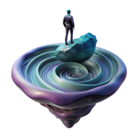 elegant artistic A solitary figure standing on a precipice overlooking a vast, swirling nebula, in a contemplative, science fiction art style 4K png