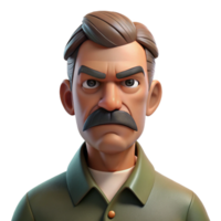 vibrant vintage Portrait of a middle-aged man with a handlebar mustache and a stern expression, lit by a dramatic side light, in a vintage photographic style authentic png