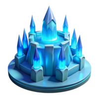 impressive vintage Ice castle, smooth icy walls, glowing blue light, fantasy style high resolution png