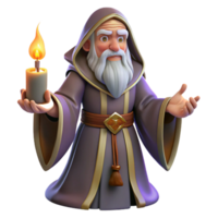 vibrant classic A wise old wizard with a long white beard and ornate robes, casting a spell with glowing runes, lit by flickering candlelight. Baroque painting style 4K png