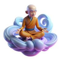 serene classic A serene, meditating monk levitating amidst a swirling nebula, bathed in soft, celestial light, in a realistic, spiritual art style premium png