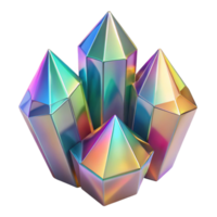 impressive contemporary Crystalline structures with sharp edges and refractive surfaces, reflecting rainbow hues, in a photorealistic style authentic png