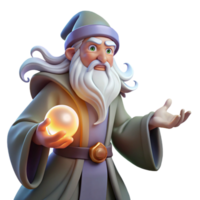 beautiful traditional A wise old wizard with a long white beard, holding a glowing orb, surrounded by swirling arcane energy. Greg Rutkowski style, warm lighting genuine png