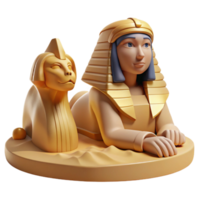 elegant contemporary A mysterious sphinx with the body of a lion and the head of a woman, gazing enigmatically into the distance. Warm, desert lighting. Ancient Egyptian style high quality png