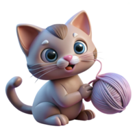extraordinary artistic A playful kitten batting at a ball of yarn, soft lighting, close-up photography 4K png