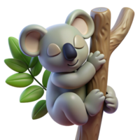 magnificent creative A sleepy koala clinging to a eucalyptus tree, soft, diffused lighting creating a peaceful atmosphere. Photorealistic style with soft focus detailed png