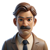 stunning traditional Portrait of a middle-aged man with a handlebar mustache and a stern expression, lit by a dramatic side light, in a vintage photographic style detailed png