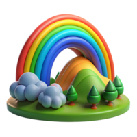 wonderful rustic A colorful rainbow arcing over a green valley, vibrant lighting, fantasy art style professional png