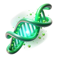 extraordinary creative A DNA double helix transforming into a binary code stream, glowing with an ethereal green light, abstract and stylized 4K png