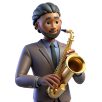 wonderful rustic Portrait of a musician with a saxophone, captured mid-note, with dramatic chiaroscuro lighting, in a gritty, urban art style high quality png