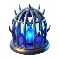 beautiful rustic A tormented soul trapped within a cage of thorns, illuminated by a spectral, blue light. Depicted in a macabre, symbolic style original png