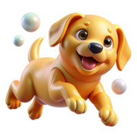 dramatic rustic A playful golden retriever puppy, tumbling in mid-air, surrounded by floating bubbles, rendered in a vibrant, cartoonish style with exaggerated features genuine png