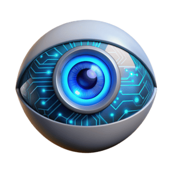 deslumbrante artístico uma fechar-se do uma cibernético olho com intrincado circuitos e uma brilhando azul íris, iluminado de uma macio, ambiente claro. cyberpunk estilo original png