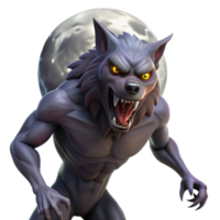 wonderful vintage A fierce werewolf with glowing eyes and sharp claws, howling at the full moon. Dark, dramatic lighting, horror fantasy style professional png