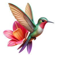 impressive vintage A tiny hummingbird hovering near a vibrant flower, wings blurred in motion, captured in macro photography style with shallow depth of field premium png