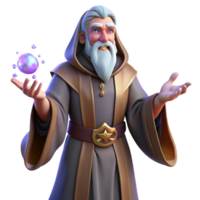 stunning abstract A wise old wizard with a long white beard and intricate robes, casting a spell with glowing runes floating around his hands. Rembrandt lighting. Baroque style detailed png