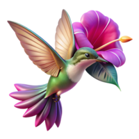 wonderful abstract A hummingbird hovering near a vibrant fuchsia flower, iridescent feathers, soft golden hour lighting, nature photography style authentic png