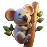 serene rustic A sleepy koala clinging to a eucalyptus tree, illuminated by warm sunlight, in a cute, photorealistic style 4K png