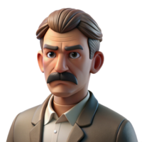 extraordinary minimalist Portrait of a middle-aged man with a handlebar mustache and a stern expression, lit by a dramatic side light, in a vintage photographic style 4K png
