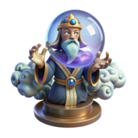 impressive creative A wise oracle gazing into a crystal ball, surrounded by swirling mist and runes, in a mystical, fantasy style authentic png