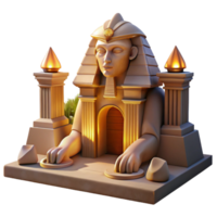 elegant minimalist A mysterious sphinx guarding an ancient temple, its gaze fixed on the horizon. Egyptian-inspired style, warm lighting premium png