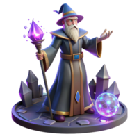 magnificent modern A powerful wizard casting a spell in a mystical chamber, illuminated by magical runes, in a high fantasy style original png