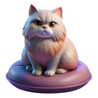 impressive traditional A grumpy Persian cat perched on a velvet cushion, illuminated by a soft, ambient light, in a photorealistic style genuine png