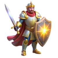 extraordinary rustic A noble knight in shining armor, wielding a sword and shield, standing in a heroic pose, illuminated by a divine light. Classical style genuine png