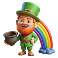 magnificent abstract A mischievous leprechaun with a pot of gold, hiding at the end of a rainbow. Vibrant, magical lighting. Irish folklore style detailed png