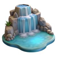 serene minimalist A cascading waterfall plunging into a crystal-clear pool, misty lighting, serene style premium png
