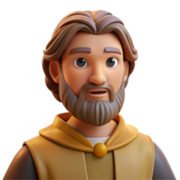 stunning minimalist Portrait of a man with a long beard and kind eyes, wearing a simple tunic, lit by a warm, golden light, in a Renaissance style authentic png
