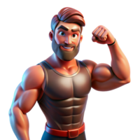 stunning traditional Portrait of a man with a powerful build, flexing his muscles, lit by dramatic, contrasting light, in a heroic style genuine png