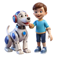 wonderful contemporary A robotic dog interacting with a child, friendly and playful, family-friendly theme 4K png
