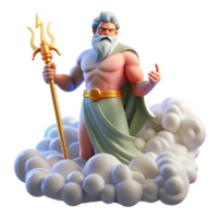 impressive contemporary A powerful Zeus wielding a lightning bolt, standing atop Mount Olympus surrounded by swirling clouds. Classical style. Divine, glowing lighting detailed png