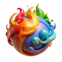 stunning creative A powerful elemental with swirling earth, air, fire, and water surrounding them. Vibrant, multicolored lighting. Abstract style original png