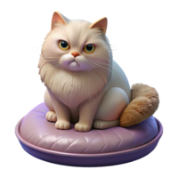 stunning abstract A grumpy Persian cat perched on a velvet cushion, illuminated by a soft, ambient light, in a photorealistic style professional png