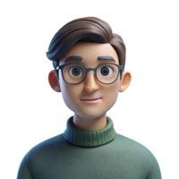magnificent minimalist Portrait of a young man with a thoughtful expression, wearing glasses and a sweater, lit by natural window light, in a minimalist style high quality png