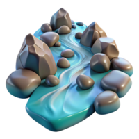 serene abstract A crystal-clear mountain stream flowing over smooth, colorful stones, photorealistic style 4K png
