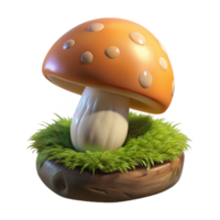 impressive abstract A mushroom growing on a mossy log, illuminated by soft, dappled light, with a detailed, botanical illustration style original png