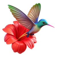 stunning vintage A vibrant hummingbird hovering over a bright red hibiscus flower, wings a blur of motion, captured in macro detail. Photorealistic style genuine png
