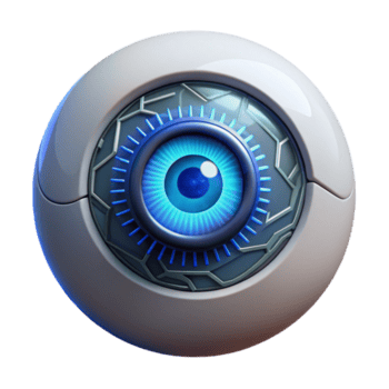 sereno clássico uma fechar-se do uma cibernético olho com intrincado circuitos e uma brilhando azul íris, iluminado de uma macio, ambiente claro. cyberpunk estilo original png