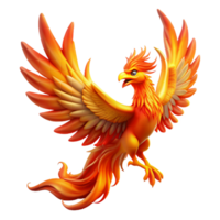 extraordinary classic A majestic phoenix with fiery plumage, rising from the ashes. Dramatic, vibrant lighting, mythological fantasy style authentic png