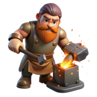wonderful vintage A stoic dwarf blacksmith forging a magical hammer, sparks flying. Warm, fiery lighting. Realistic style 4K png