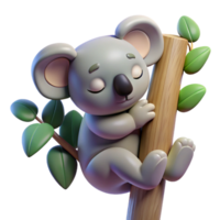 stunning abstract A sleepy koala clinging to a eucalyptus tree, soft, diffused lighting creating a peaceful atmosphere. Photorealistic style with soft focus genuine png