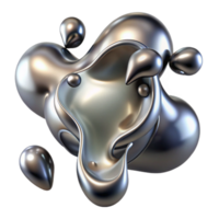 serene minimalist Liquid metal droplets merging and separating, reflecting a distorted, fragmented image of the surrounding space, in an abstract expressionist style exclusive png