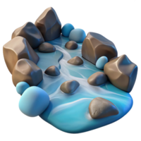 elegant rustic A crystal-clear mountain stream flowing over smooth, colorful stones, photorealistic style premium png