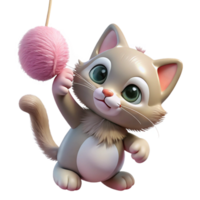 beautiful vintage A playful kitten batting at a dangling string, its fur fluffy and soft, depicted in a charming, whimsical style premium png