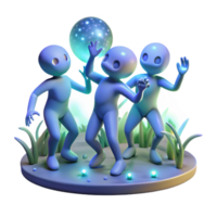 dramatic vintage A group of playful sprites dancing in a moonlit glade, their bodies emitting a soft, bioluminescent glow. Dreamlike, ethereal lighting. Surrealist style exclusive png