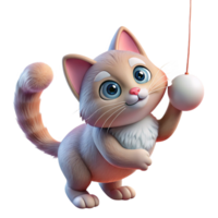magnificent rustic A playful kitten batting at a dangling string, its fur fluffy and soft, depicted in a charming, whimsical style 4K png