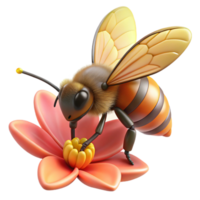 impressive rustic A close-up of a bee collecting pollen from a flower, with a detailed, macro photography style 4K png
